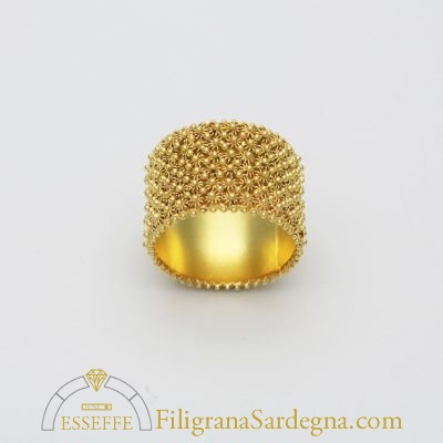 Anello a fascia in filigrana d’oro \ fede sarda a nido d’ape (sei file)