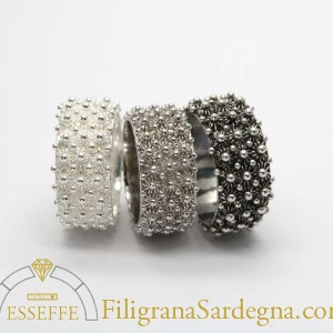 Anello a nido d'ape tre file in argento