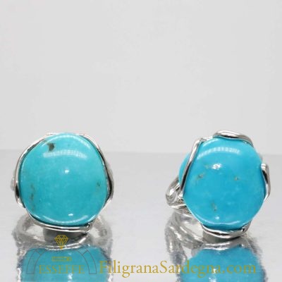 Anello argento con turchese a cabochon