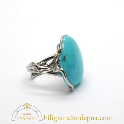 Anello argento con turchese grande