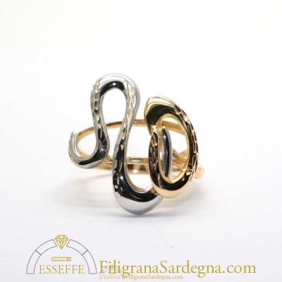 Anello bicolore con serpente stilizzato