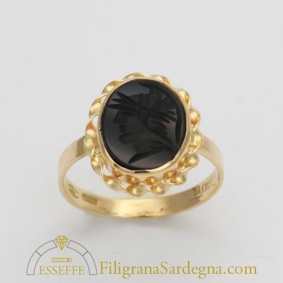 Anello con corniola nera