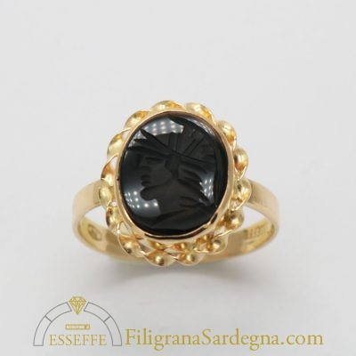 Anello con corniola nera