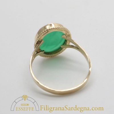 Anello con corniola verde filigrana