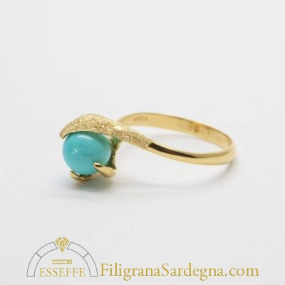 Anello con sfera di turchese naturale