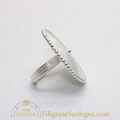 Anello corbula con grani in argento bianco