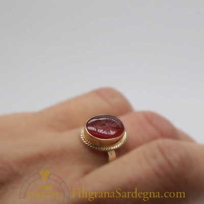 Anello corniola rossa piccola