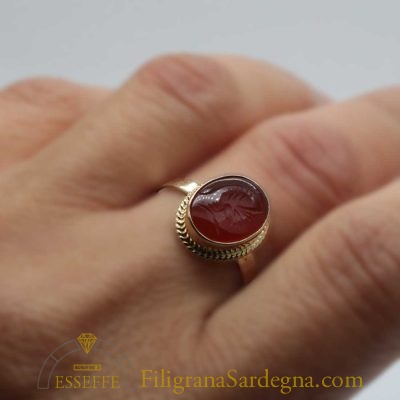 Anello corniola rossa piccola