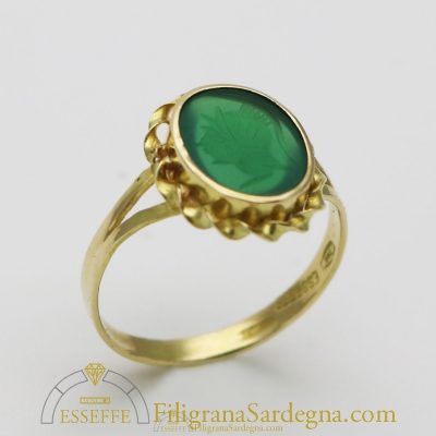 Anello corniola verde da bambina