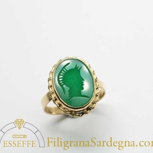 Anello corniola verde grande