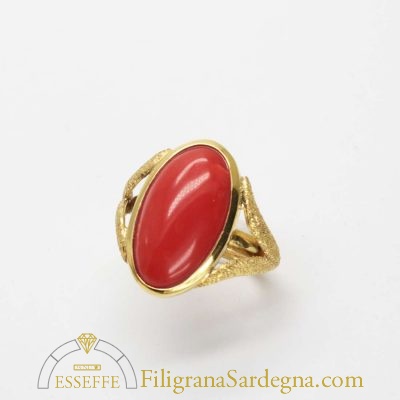 Anello fantasia con corallo