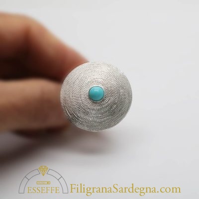 Anello in argento con corbula e turchese