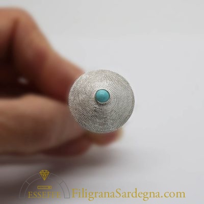 Anello in argento con corbula e turchese