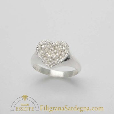 Anello in argento con cuore a nido d'ape