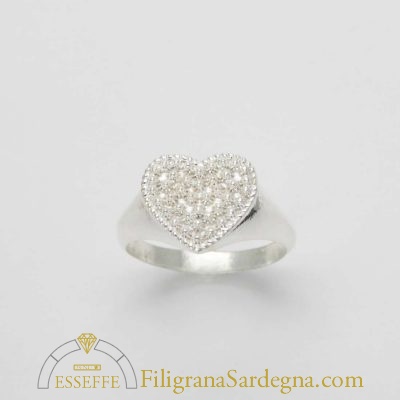 Anello in argento con cuore a nido d'ape