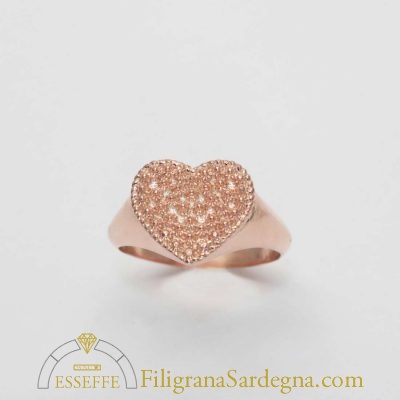 Anello in argento con cuore a nido d'ape