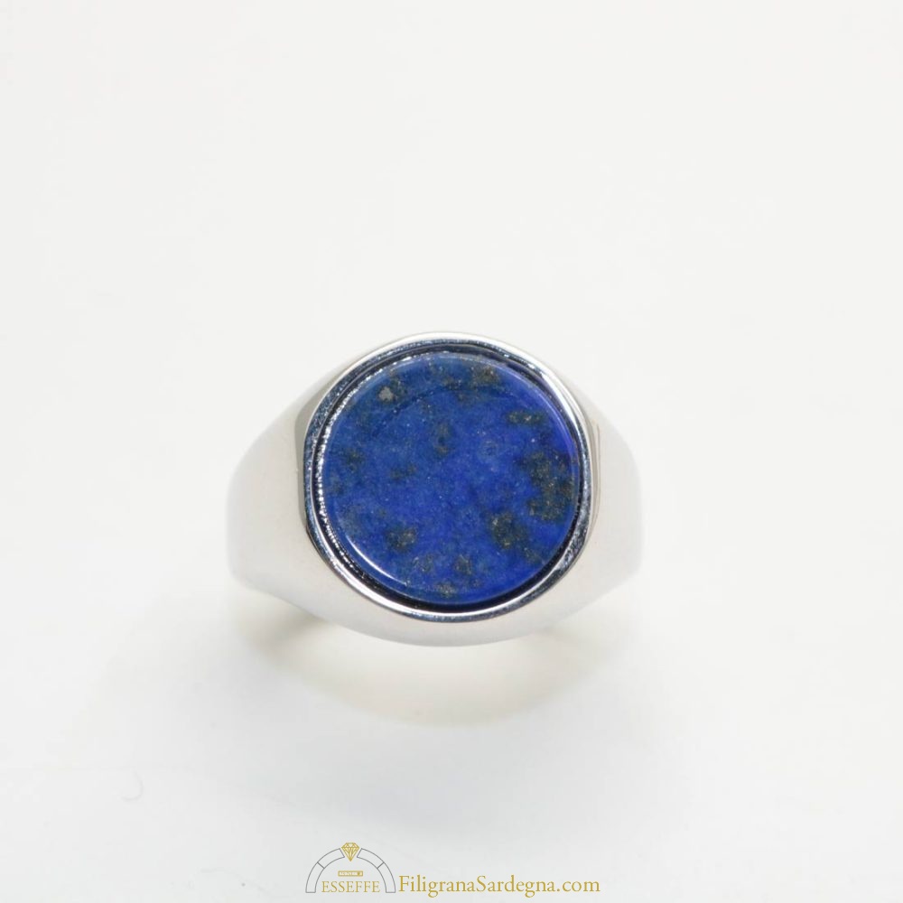 Anello Chevalier in Oro 18 kt e Titanio con Lapislazzuli e Diamanti - Artlinea S.r.l
