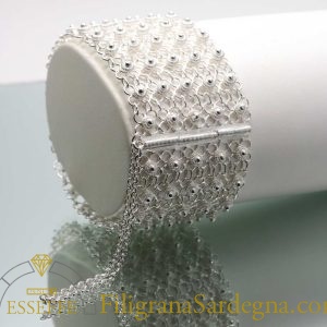 Bracciale a fascia alta morbida in argento bianco