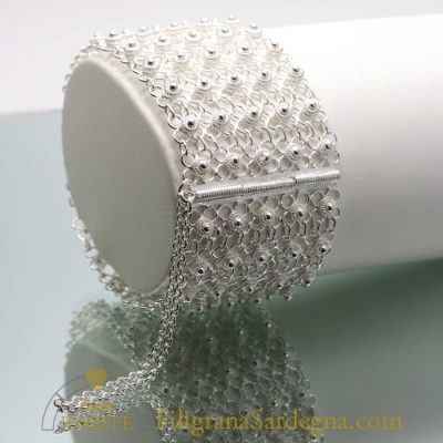 Bracciale a fascia alta morbida in argento bianco