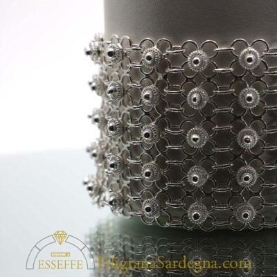 Bracciale a fascia alta morbida in argento bianco