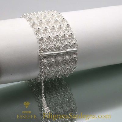 Bracciale a fascia alta morbida in argento bianco