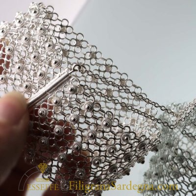 Bracciale a fascia alta morbida in argento bianco