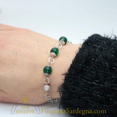 Bracciale agata verde e argento