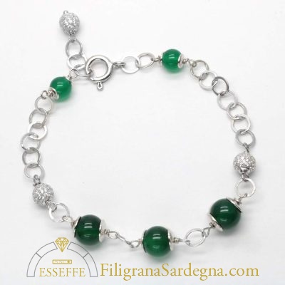 Bracciale agata verde e argento