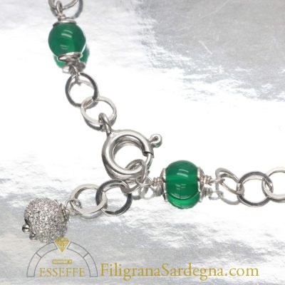 Bracciale agata verde e argento