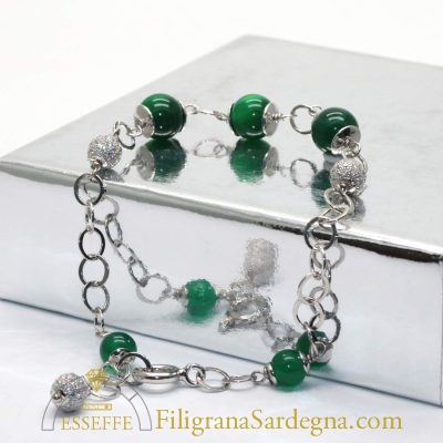 Bracciale agata verde e argento