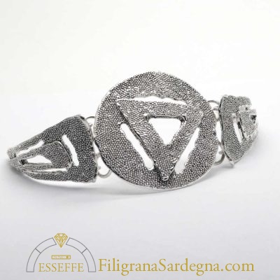 Bracciale argento brunito con granulazione