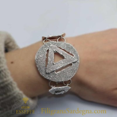 Bracciale argento brunito con granulazione