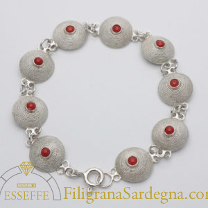 Bracciale con corbule decorate da corallo o turchese