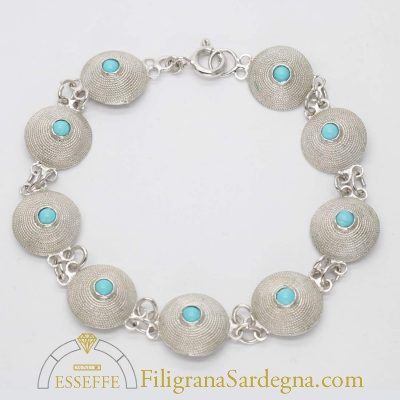 Bracciale con corbule decorate da corallo o turchese