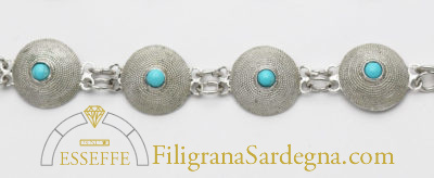 Bracciale con corbule decorate da corallo o turchese