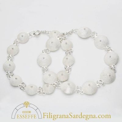 Bracciale in argento bianco naturale con corbule