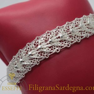 Bracciale con elementi in filigrana a giorno in argento bianco naturale