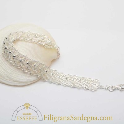 Bracciale con elementi in filigrana a giorno argento bianco naturale