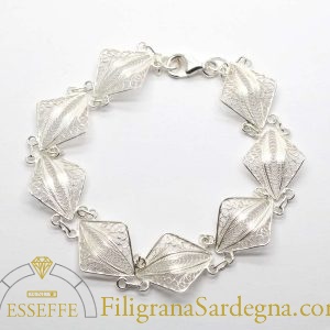 Bracciale con elementi in filigrana d'argento colore bianco naturale