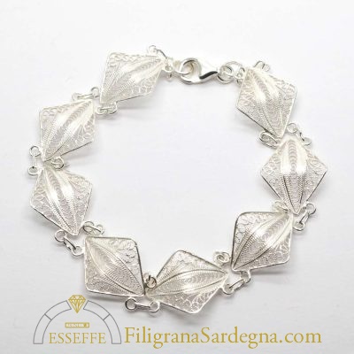 Bracciale con elementi in filigrana d'argento colore bianco naturale