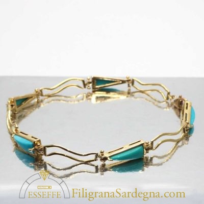 Bracciale con moduli in oro e turchese naturale