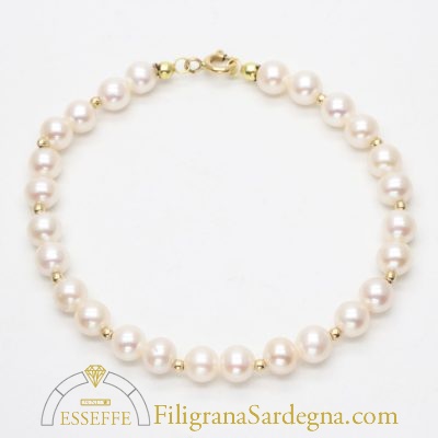 Bracciale con perle bianche