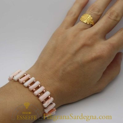 Bracciale con rametti di corallo rosa