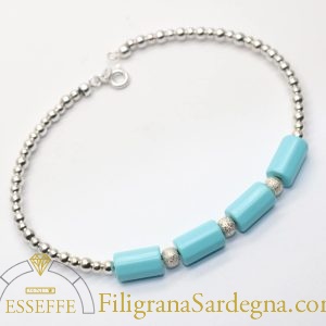 Bracciale con turchese e sfere d'argento