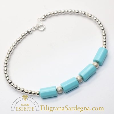 Bracciale con turchese e sfere d'argento