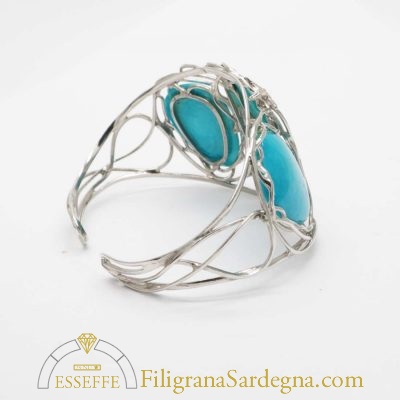 Bracciale con turchesi e fili d'argento