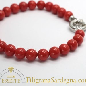 Bracciale corallo da con chiusura in argento