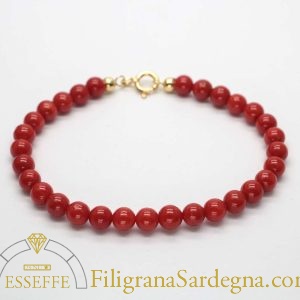 Bracciale corallo rosso con chiusura in oro