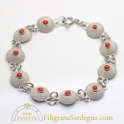 Bracciale corbulette d'argento con corallo o turchese