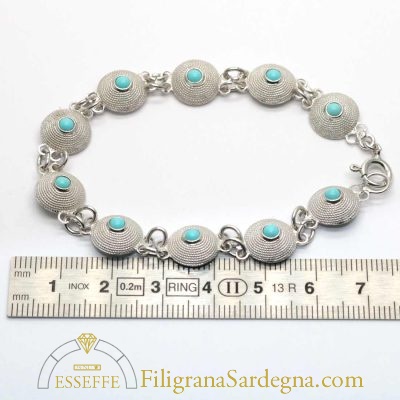 Bracciale corbulette d’argento con corallo o turchese